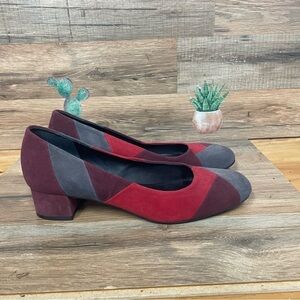 Bernardo Block Heel Pump patchwork suede women’s size 9